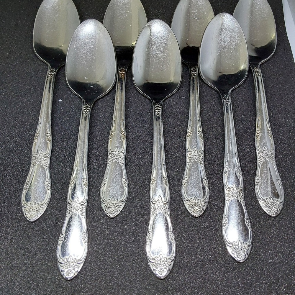 Wm A Rogers‎ Oneida Fenway Daydream Stainless Flatware Lot of 7 Teaspoons